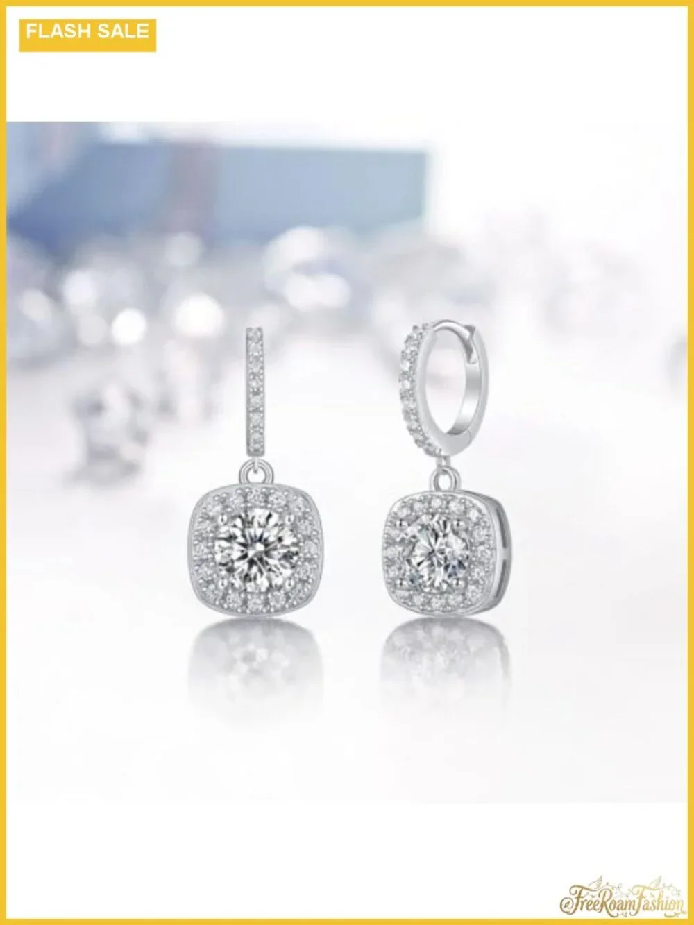 Diamond Hoop Earrings Sterling Silver Cuff Drop Huggie 18K Plated
